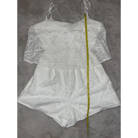 Aeropostale Women's White Lace Romper Adjustable Straps Small Size #8 - Picture 4 of 5